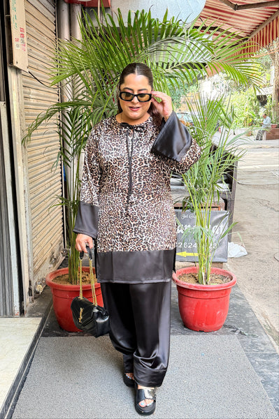 ‘SHIVALI’ Animal Print Two Piece Farshi Set