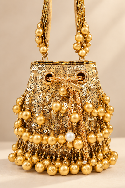 ‘GOLD BEAD DROPS’ Potli Bag