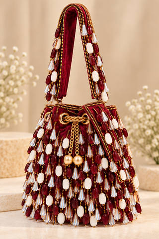 ‘CRYSTAL BEAD DROPS’ Potli Beg