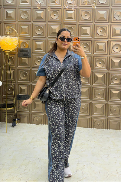 ‘LEORA’ Zipper Animal Print Co-ordset