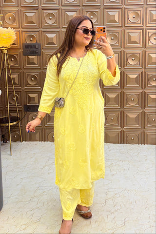 ‘SUNEHRI’ Chikankari Two Piece Set
