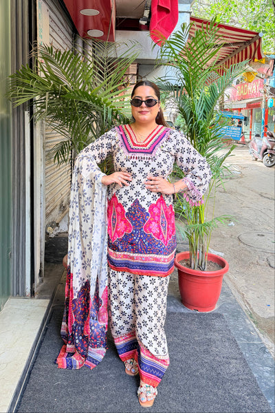 ‘PHOOLKARI’ Crepe Three Piece Set