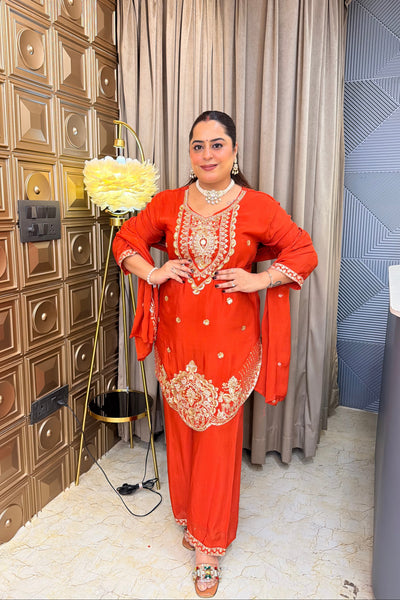 ‘POONAM’ Hand Work, Heavy Three Piece Set