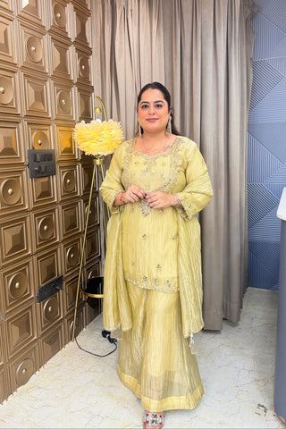 ‘BARKHA’ Jewel Neck Three Piece Set