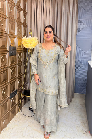 ‘BARKHA’ Jewel Neck Three Piece Set
