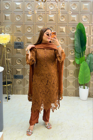 ‘BROWNIE’ Crochet Three Piece Set
