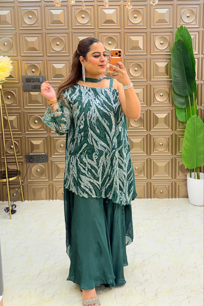 ‘GLAMGREEN’ Off-shoulder Three Piece Set
