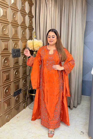 ‘KULSUM’ Long Aline Three Piece Set