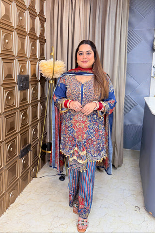 ‘AFROZ’ Pure Crepe Three Piece Set