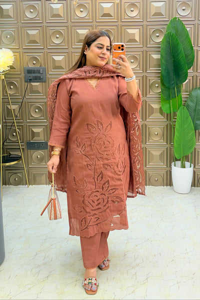 ‘ABROO’ Cutwork Three Piece Set