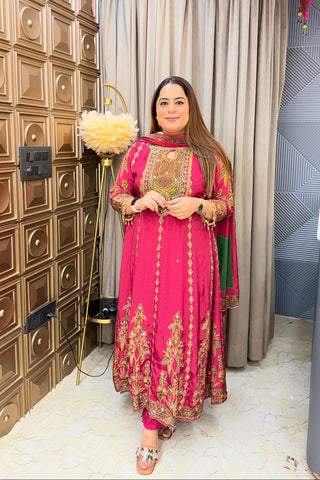 ‘MANYATA’ Pure Crepe Anarkali Three Piece Set