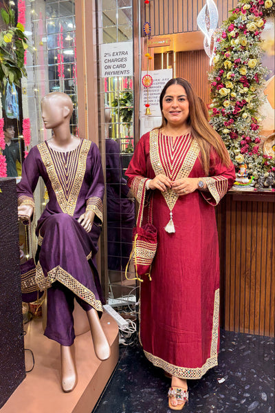 ‘ZEVAR’ Pheran Two Piece Set With Potli
