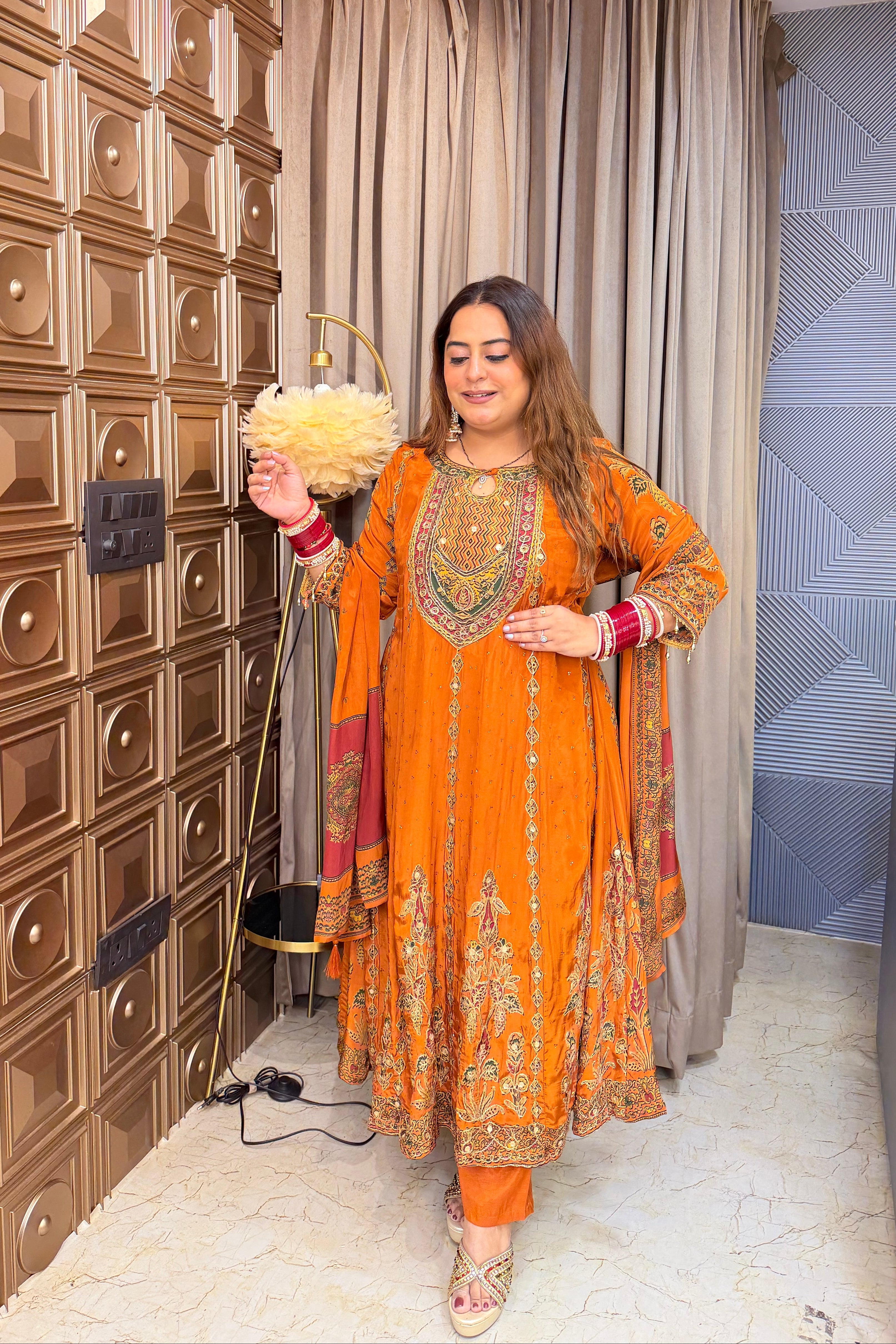 ‘MANYATA 2.0’ Pure Crepe Three Piece Anarkali Set | Banawat by Amayra