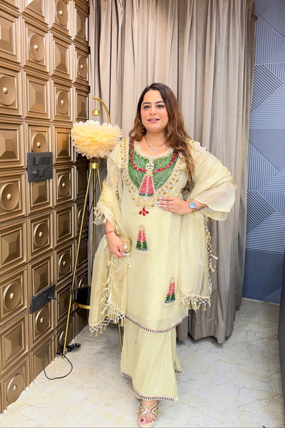‘CHANDRIKA’ Stones Work Three Piece Set