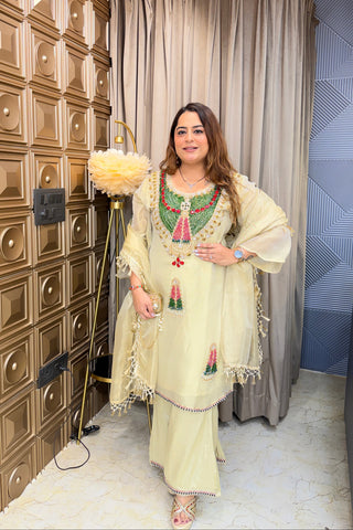 ‘CHANDRIKA’ Stones Work Three Piece Set