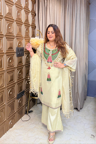 ‘CHANDRIKA’ Stones Work Three Piece Set