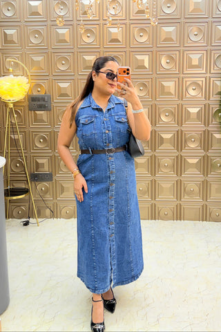 ‘DREZA’ Denim Dress With Belt