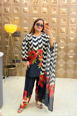 ‘AIRA’ Shevron Print Three Piece set