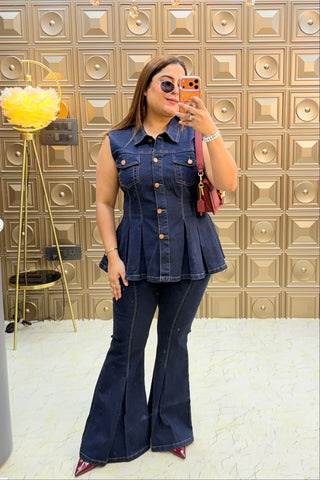 ‘D-CRUSH’ Peplum style Denim Coordset