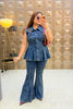 ‘D-CRUSH’ Peplum style Denim Coordset