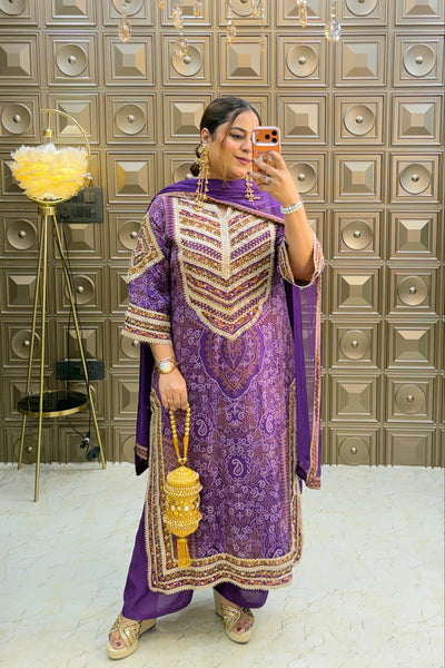 ‘GULMOHAR’ Bandhni Three Piece Set