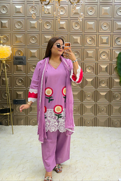 'GUL' Lace Work Three Piece Set