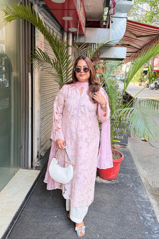 'SIDRA' Schiffli Straight Three Piece Set