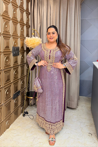 ‘SUMANARA’ Long Pheran Set With Potli