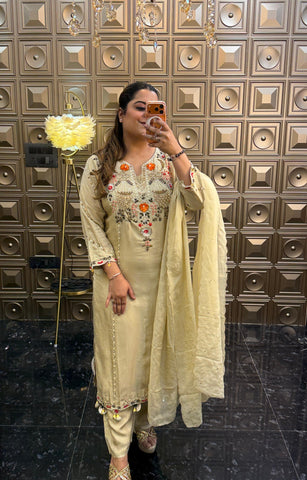 Straight Embroidery Long Suit