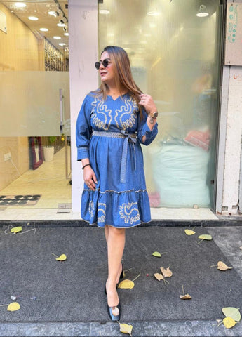 'ZIYA' Short cotton denim dress