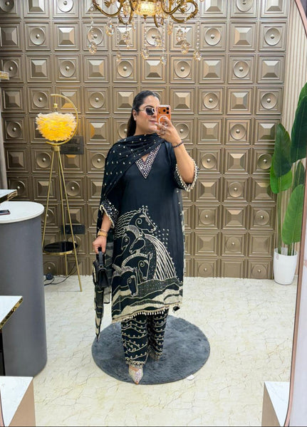 'BLACK HORSE' Pure crepe suit