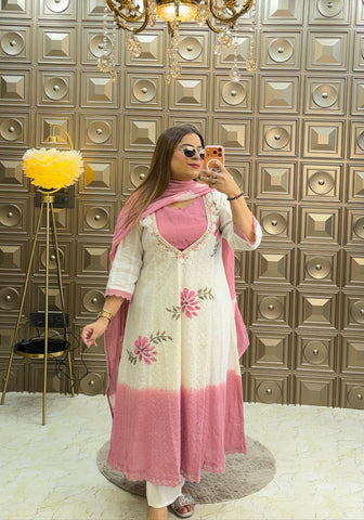'SUKOON' Ombre Cotton Anarkali With Bustier