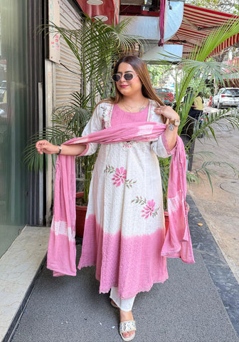 'SUKOON' Ombre Cotton Anarkali With Bustier