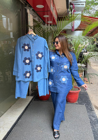 'INDIGO' Flower Patch Denim Co-ordset
