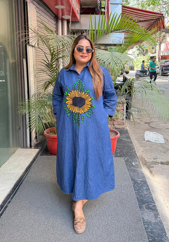 'SUNFLOWER' Denim Maxi Dress