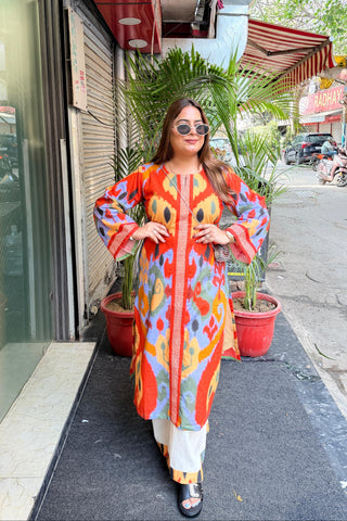 'RANGEELA' Ikat Print Two Piece Set
